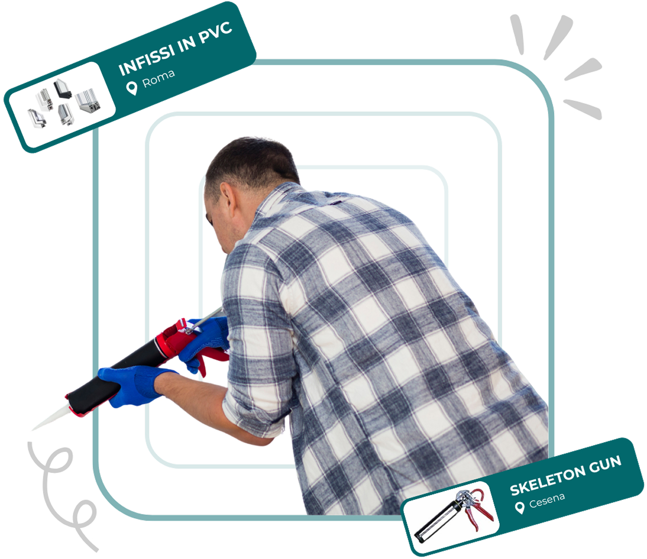 uomo che usa una pistola fugatrice per stucco 